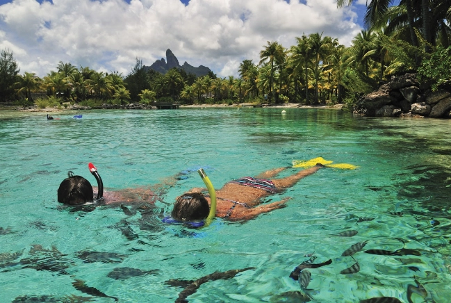 snorkeling in lagoon