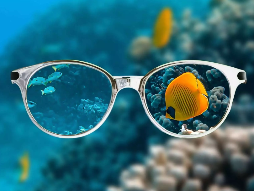 swimming with glasses